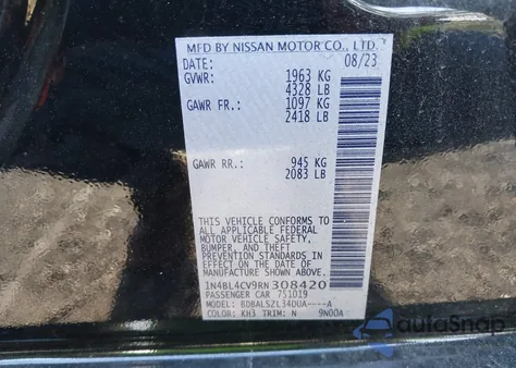 2024 Nissan Altima Sr Fwd z USA, uszkodzony, nr VIN 1N4BL4CV9RN308420